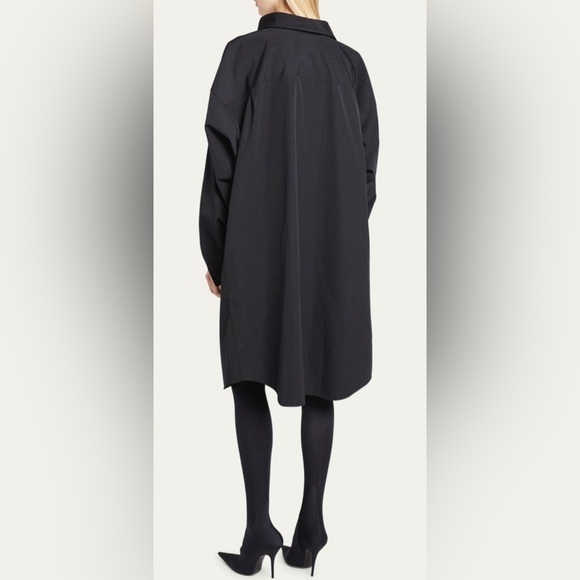 BALENCIAGA Logo-Embroidered Poplin Swing Dress button down$1,790 blk 36FR 4US - Picture 4 of 13